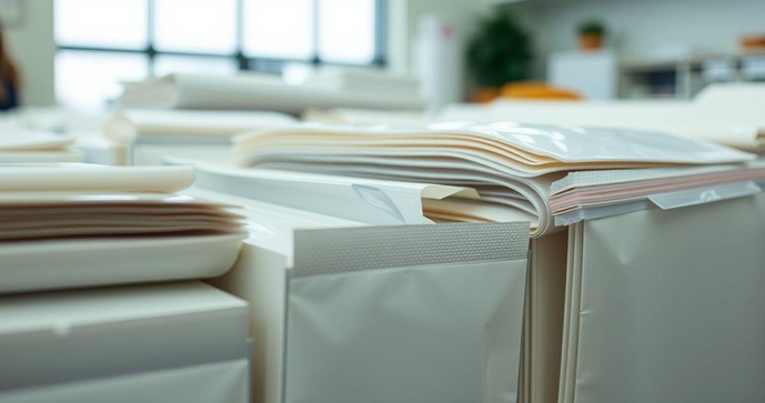 Envelope plástico formulário contínuo para proteção e organização eficazes